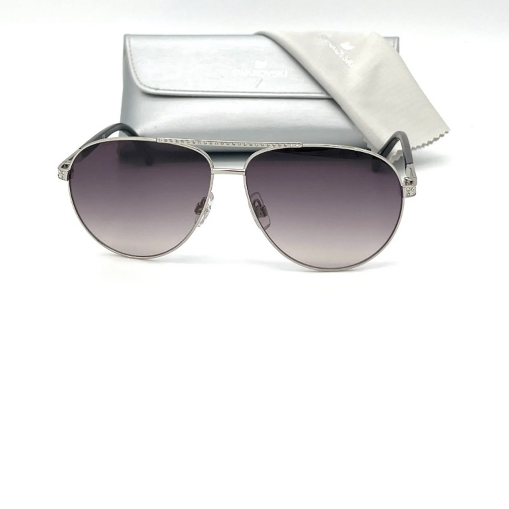 SWAROVSKI ELIS SK0078 16B Silver Black / Gray Gradient 59mm Sunglasses - Picture 3 of 6